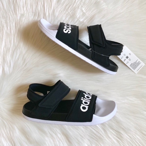 Adidas Adilette Black And White Sandals - Picture 5 of 8
